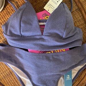 Cupshe Purple Textured Bikini Set